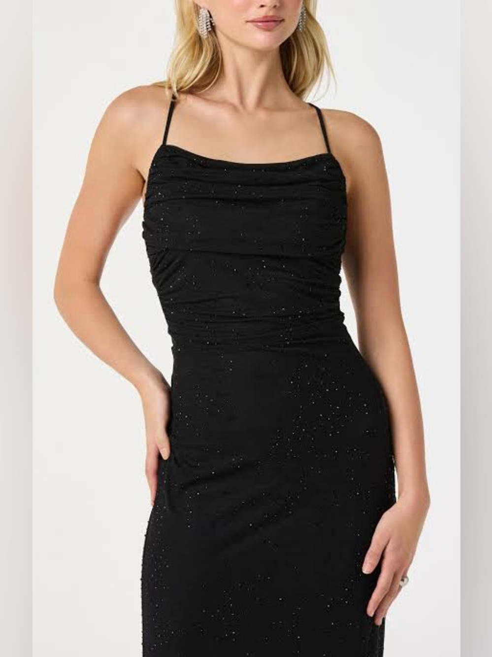Halston Heritage Black Strapless-Look Ruched Evening Dress NWT